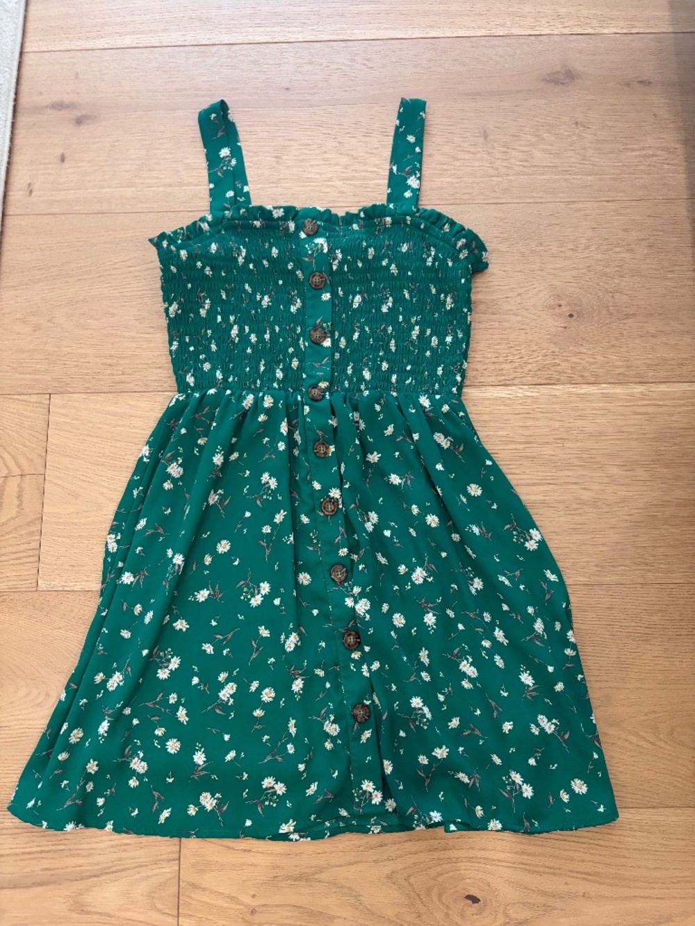 Jessica Simpson Green Floral Smocked Midi Dress Women’s Medium